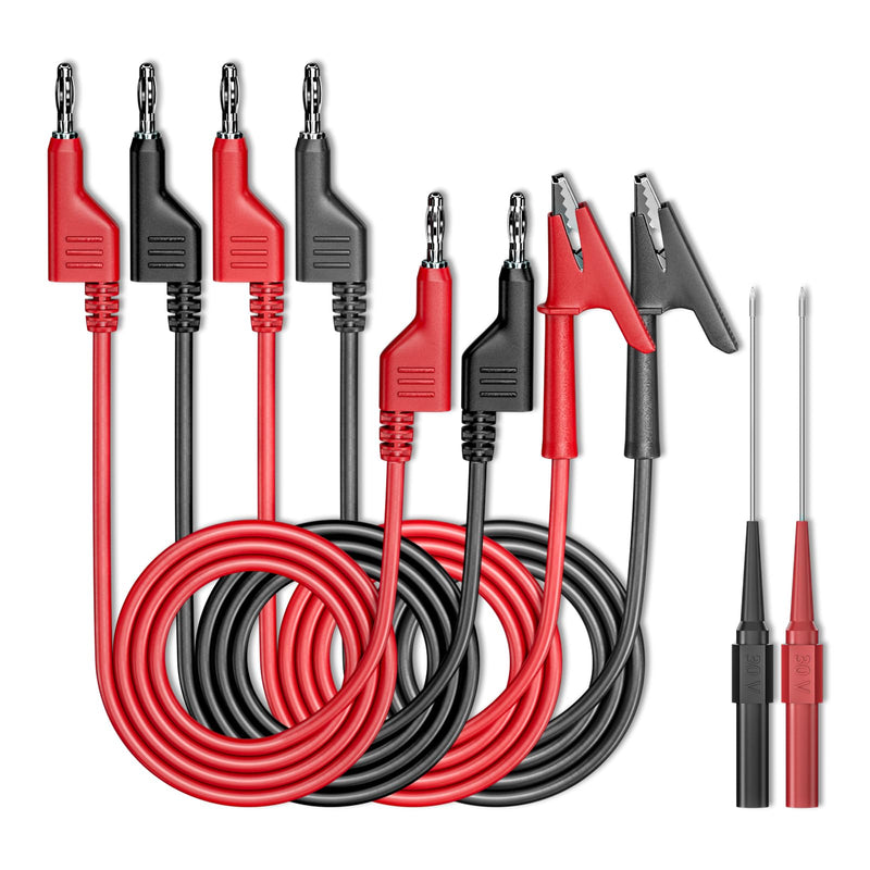 Test Leads Kit 4 mm Banana Plug 6 Pieces Red & Black | Crocodile Clips Electrical Cable, Banana Plug to Banana Plug, Test Wires with Wire Samples for Electrical Testing 6 pieces