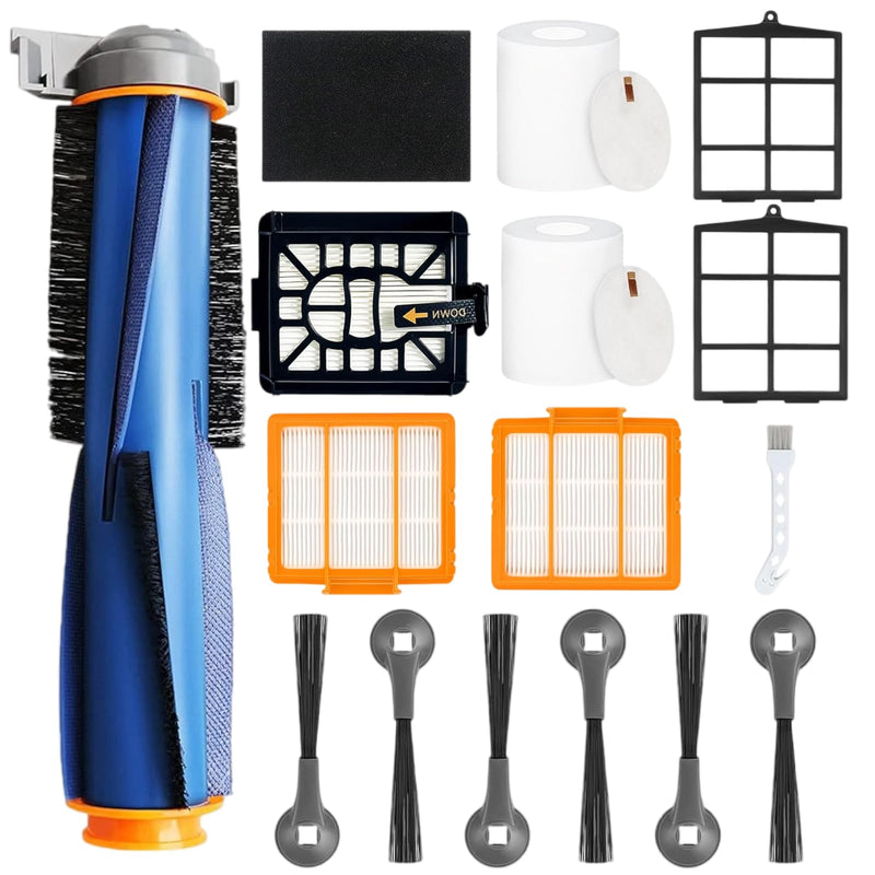 Replacement Parts Compatible with Shark AI AV2501S AV2511AE AV2501AE RV2502AE RV2610WA AV2510AOUS RV2520AOUS Robot Vacuum Cleaner, 1Main Brush, 2 motor pre-filters, 2Foam Filters, 6Side Brushes Complete Kit - 17 Parts
