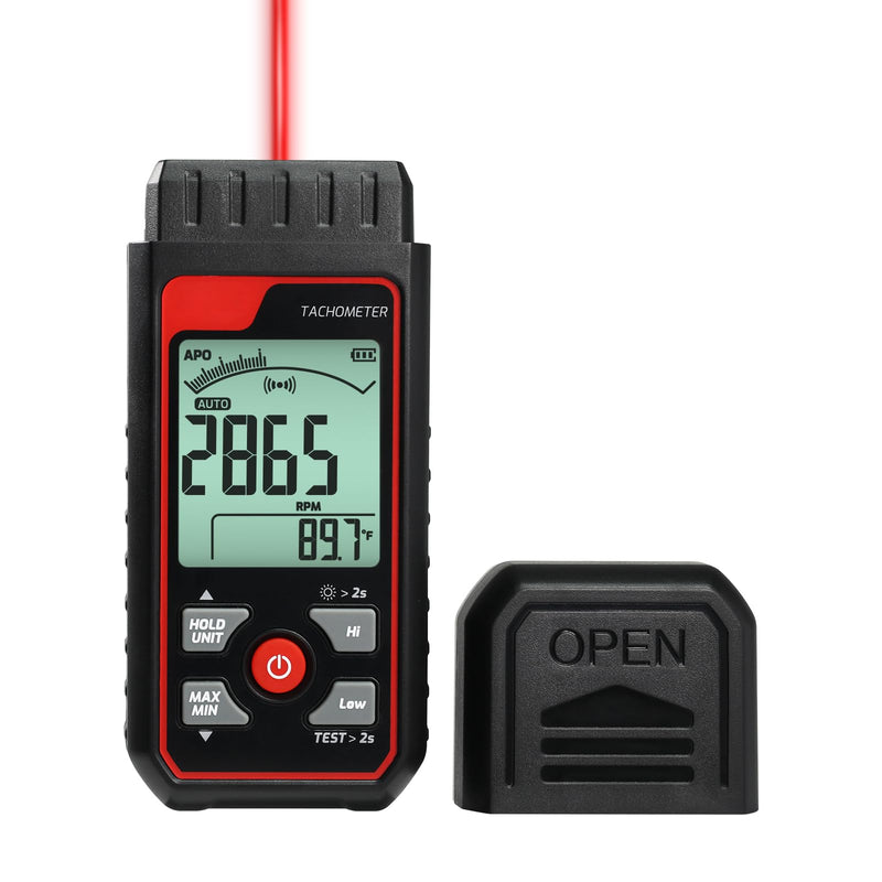 [Australia - AusPower] - Non-Contact Digital Tachometer RPM Meter Speed Gauge Laser Photo Tachometer with 2.5~99999 RPM Range, Backlit Display | Analog Bar Scale | Custom Alarms for HVAC Motor Engine Speed Tester 