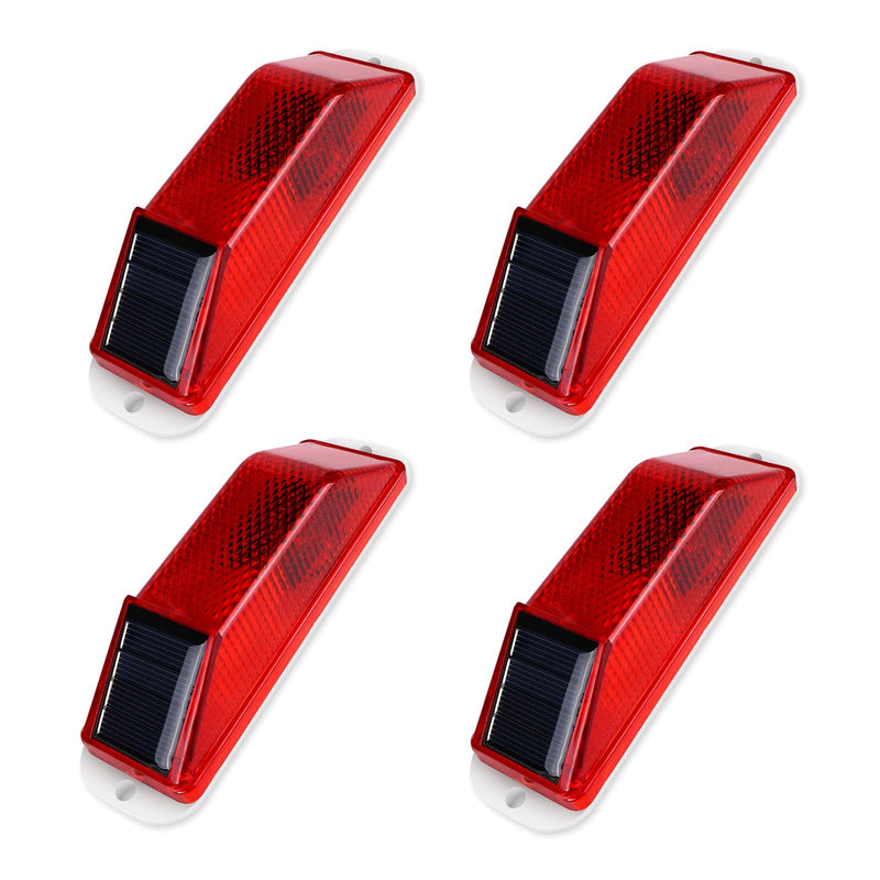 [Australia - AusPower] - Aolyty Solar Warning Lights, Bright Solar Strobe Lamp Strong Magnetic Base, Waterproof LED Beacon Safety Light Outdoor 4 Pack for Vehicle, Construction Site, Barricade, Driveway, Dock (Red) Red 