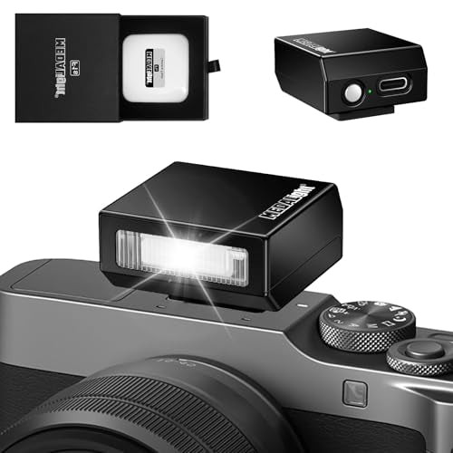 MEDALight Upgrade Aluminum F1s Mini Camera Flash for Ricoh GR3/GR3X/Fuji/Sony ZV1/Nikon/Canon/Olympus/Digital Film Cameras,Portable Hot Shoe Camera Flash Speedlite for DSLR Camera(Black). Black
