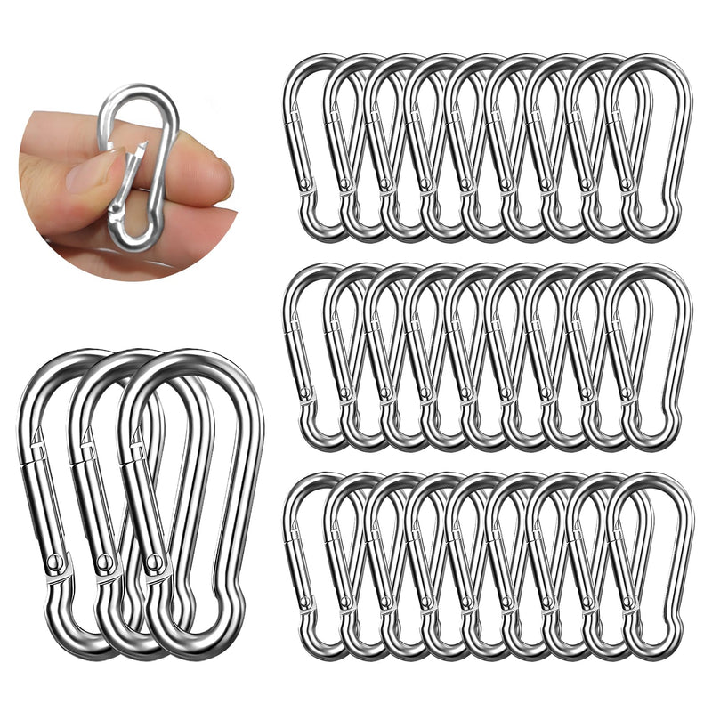 [Australia - AusPower] - 30 Pcs Carabiner Clip, Stainless Steel Carabiner Clip, 1.57 Inch Small Carabiner Clips, Mini Carabiner Heavy Duty, Snap Hooks for Hanging, Chains, Camping, Hiking, Fishing 