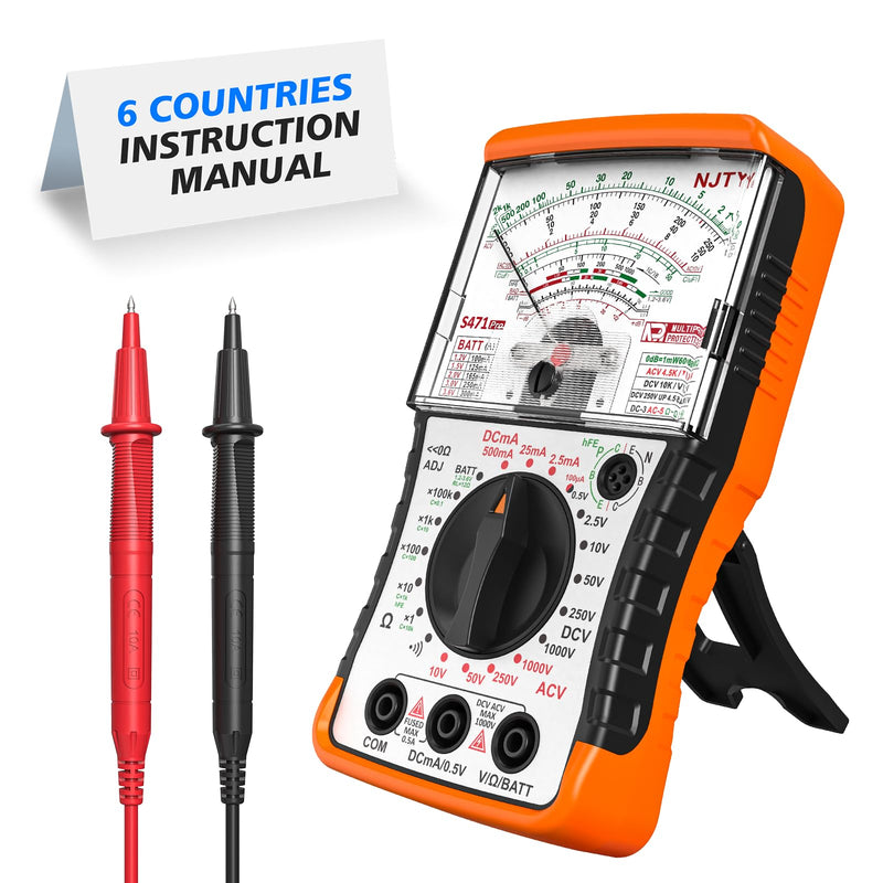 [Australia - AusPower] - S471 Analog Multimeter – Needle Meter for DC/AC Voltage, DC Current, Resistance, Continuity, hFE, Battery/Load Test, dB Level, with Built-in Backup Fuses 