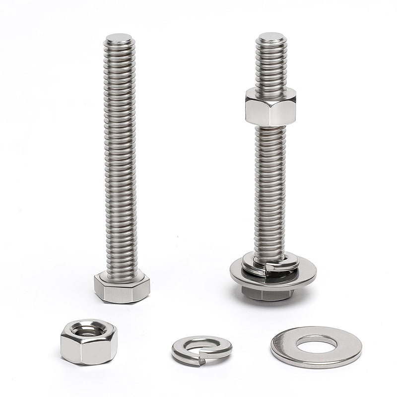 [Australia - AusPower] - (20 Sets) 1/4-20 x 2-1/2" Hex Head Screw Bolt, Nuts, Flat Washer & Spring Lock Washers, 18-8 (304) Stainless Steel, Fully Threaded, by Skvltvfyt 1/4-20x2-1/2" (20 Sets) 