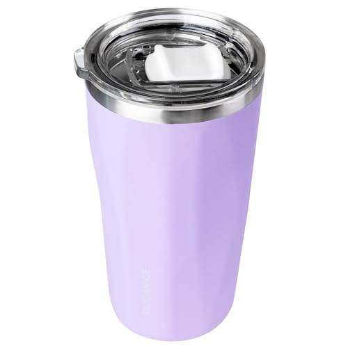 20oz Soft Touch Diamond Tumbler - Double Wall Vacuum Insulated Stainless Steel Coffee Cup | Leak-Resistant Detachable Lid, Cup Holder Friendly, BPA Free Dishwasher Safe, Thoughtful Gift for Women Brige Purple 20 Ounces