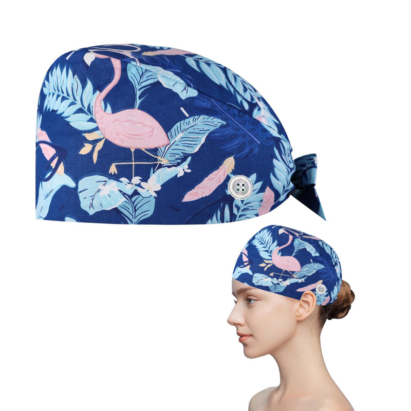 Surgical Cap Women's Fabric Nurse Hood Adjustable Surgical Hat Buttons Adjustable Work Cap with Sweatband Hoods Bag Caps Cotton Dust Cap Printed Turban Hat