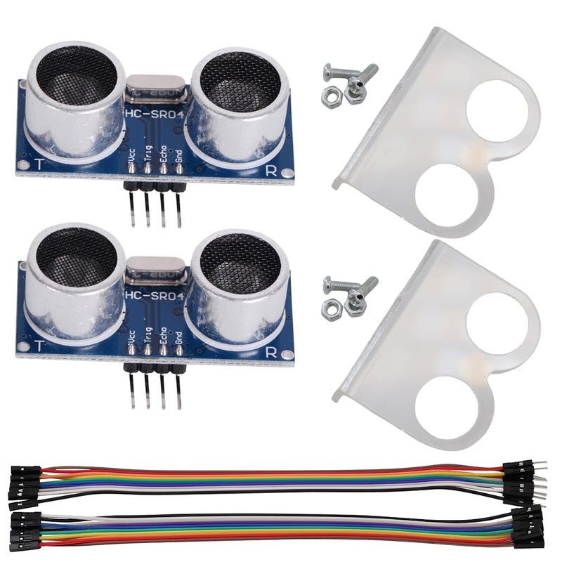 [Australia - AusPower] - 2PCS HC-SR04 Ultrasonic Sensor Module Ultrasonic ranging Module with 2PCS Housing Mounting Bracket + 10P Female to Female and 10P Male to Female Jumper Cable for Arduino 2 sets 