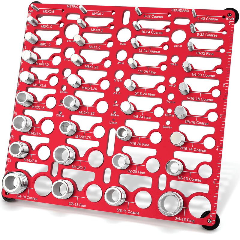 55 Thread Checker - Nut and Bolt Thread Checker Standard and Metric, Bolt Size Finder Bolt and Nut Identifier Gauge with 20 Standard & 16 Metric & 19 Drill Gauges, Bolt Thread Gauge Inch & Metric 55 Thread Checker - Lightweight & Portable