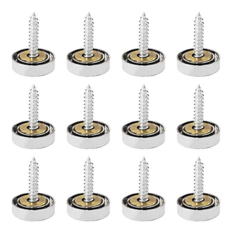 [Australia - AusPower] - 12PCS 3/5" Mirror Screws Decorative Cover Caps, Sign Advertising Screws, Mirror Screw Fasteners Nails, Chrome 