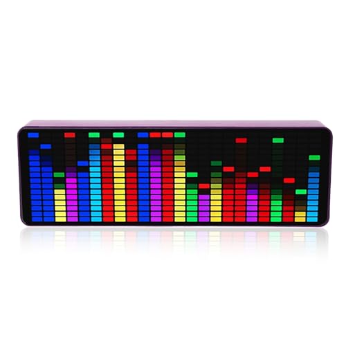 Music Spectrum LED Display, 2 Control Methods, 384 LED Voice Sensor, Pickup Analyzer, Equalizer, Spectrum Analyzer with Clock, 20 Dynamic Effects, 7 Colors