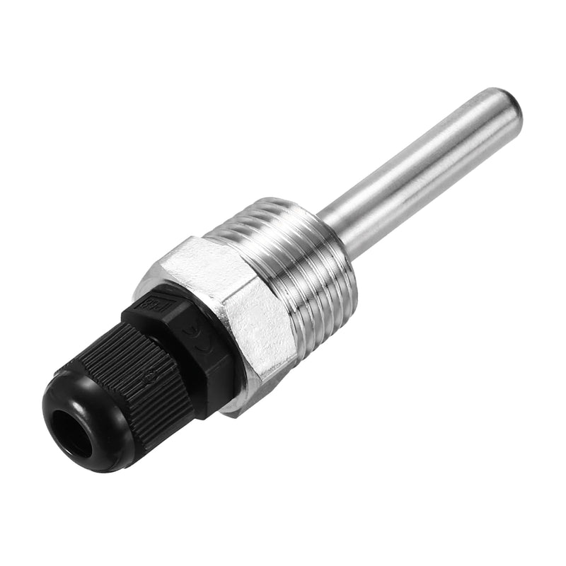 [Australia - AusPower] - uxcell 8mm Dia G1/2 Thermowell Weldless Stainless Steel 304 with Cable Gland 50mm Length for Beer Fermenter, Black 