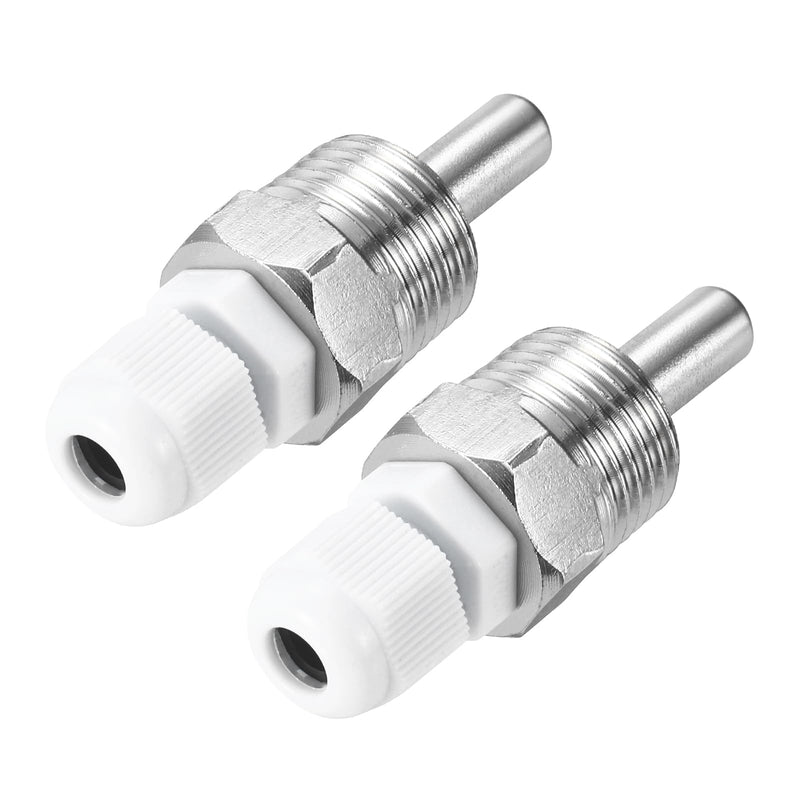 [Australia - AusPower] - uxcell 2 Pcs 8mm Dia G1/2 Thermowell Weldless Stainless Steel 304 with Cable Gland 30mm Length for Beer Fermenter, White 