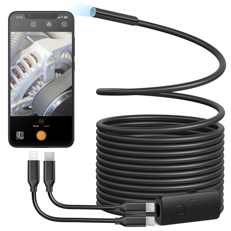 [Australia - AusPower] - Anykit USB Endoscope Camera with 8 Adjustable LED Lights, Semi-Rigid Broscope Snake Camera, IP67 Waterproof Inspection Cam Compatible with iPhone and Android Devices (16.5 ft) 16.5FT 