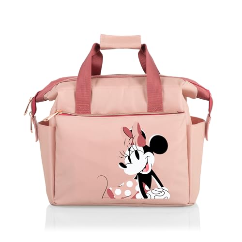 PICNIC TIME Disney Minnie Mouse On The Go Insulated Lunch Bag, Soft Cooler Lunch Box, Leak Resistant Reusable Lunch Tote, Work Lunchbox, Thermal Cooler Bag with Dual Compartments (Pink)
