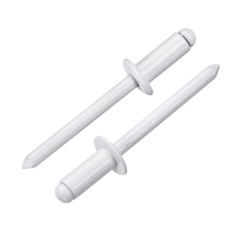 uxcell 100-pack white aluminum blind rivets with steel mandrels, 3/16 x 3/8 inch dome head split rivets