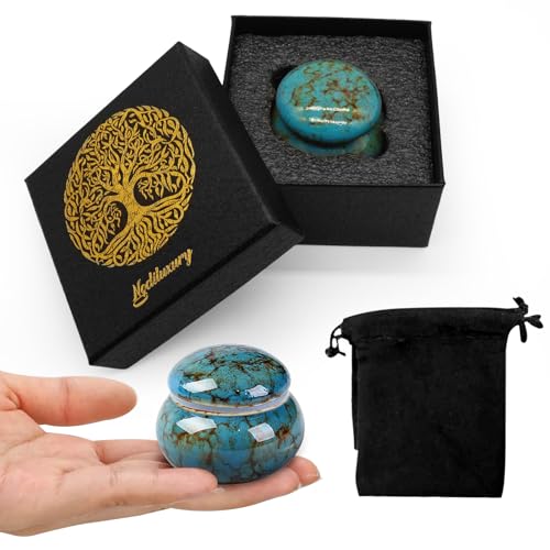 Small Urns for Human Ashes Keepsake,Ceramic Small Cremation Urn for Ashes for Women Adult Male with Gift Box and Velvet Bag 1.6'' Mini Urns for Pet Urn Dog Cat Ashes Keepsake Blue Blue Ceramic