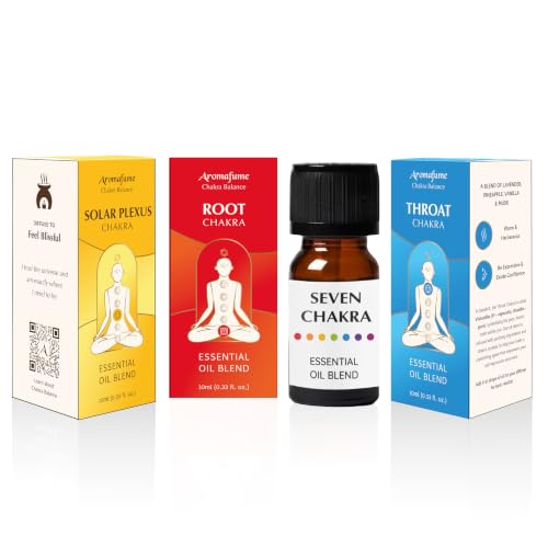 Solar Plexus, Root & Throat Chakra Essential Oil Diffuser Blends, Aromafume Solar Plexus, Root Chakra, Throat Chakra 0.34 Fl Oz (Pack of 3)