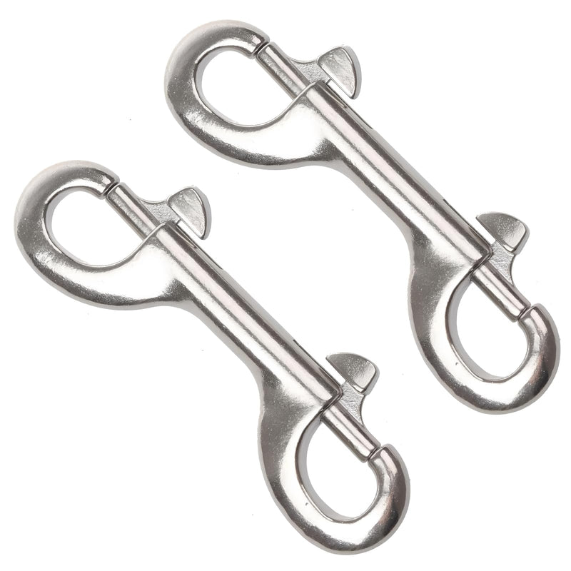 [Australia - AusPower] - Double Ended Bolt Snap Hook, 2-Pack 3-1/2 in 316 Stainless Steel Marine Grade Double End Trigger Snaps Metal Clips for Dog Leash, Key Chain, Horse Tack, Pet Feed Buckets, Diving 