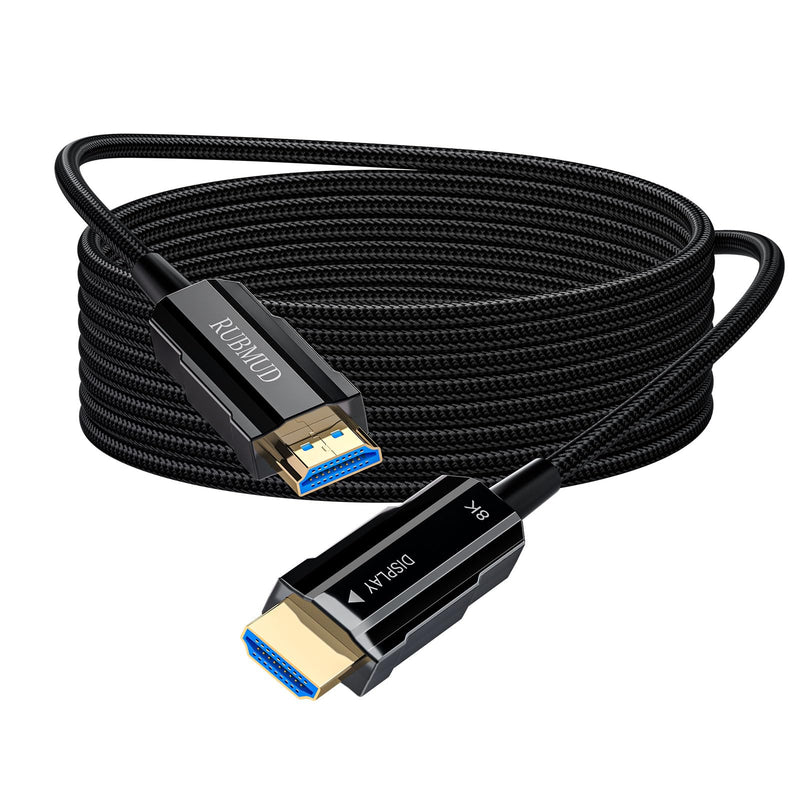8K Long HDMI 2.1 Cable 50ft, Fiber Optic HDMI Cable Braided Cord, High Speed Active HDMI Cable, 48Gbps, 8K@60Hz 4K@120Hz, Dynamic HDR, eARC, HDCP 2.2&2.3, 3D, for HDTV Monitor Game Laptop Xbox PS4/PS5 50ft (Fiber-Unidirectional)