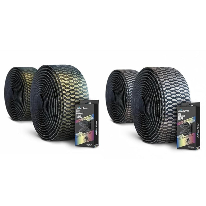 ALIEN PROS Set of 4 Gold & Silver Chameleon Bike Handlebar Tape - Elevate Your Ride with Stylish, Comfortable, and Color-Shifting PU Tape for Enhanced Grip with These Bicycle Handle bar Tape