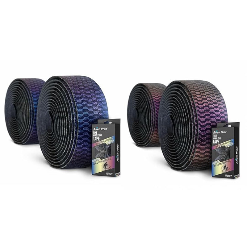 ALIEN PROS Set of 4 Blue & Purple Chameleon Bike Handlebar Tape - Elevate Your Ride with Stylish, Comfortable, and Color-Shifting PU Tape for Enhanced Grip with These Bicycle Handle bar Tape