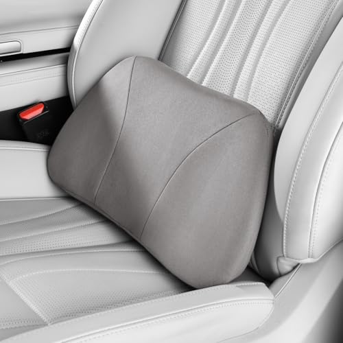 Lumbar Support Pillow,Back Pain Relief Cushion,fits tightly around the waist,Memory Foam,Skin-friendly Suede Fabric,fit Car Drive,Office chair,Rest seat,Improve Posture,Portable,15.5''Lx 8.7''H Grey