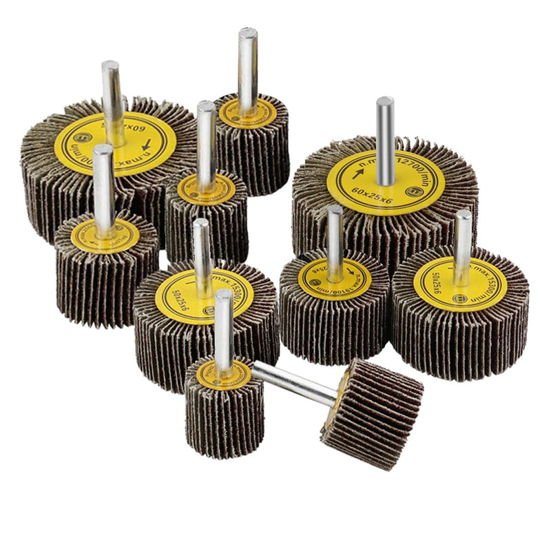 [Australia - AusPower] - 10 Pcs Abrasive Flap Wheels Sander, 1/4'' Shank Flap Wheel for Drill, Grinder, Rotary Tools (25/30/40/50/60mm) 