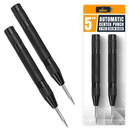 ALBO Automatic Center Punch, 5", Black, Standard Cap, 2 Pcs 5'' black pack of 2