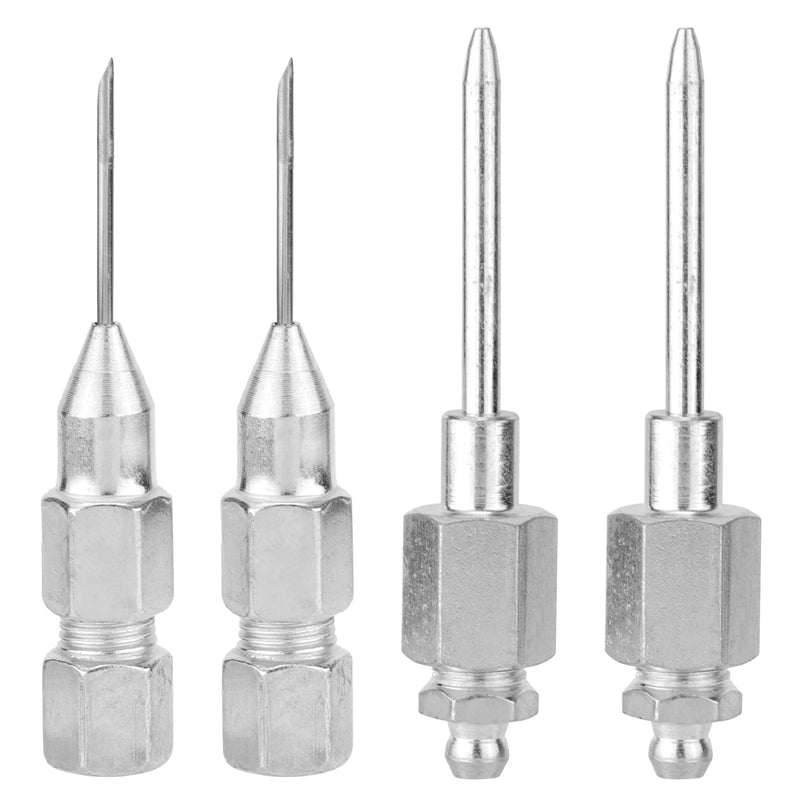 [Australia - AusPower] - 4pcs Grease Gun Needle Nozzle Kit, 2 Grease Gun Needle Dispensers & 2 Grease Needles Iron Grease Gun Nozzle Adapter Set Needle Tip Fitting Tool Accessories for 1/8 Inch NPT Threads 