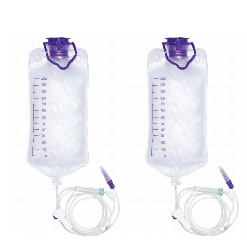 [Australia - AusPower] - 2 Pcs, 1200ml Plant Drip Irrigation Kit, Adjustable Gravity Bags with Large Bore & Tube, Plastic, Water Pressure-Driven 