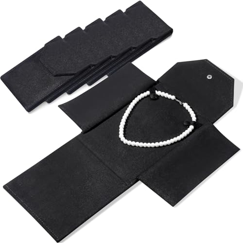 Kenning 6-piece velvet necklace display folder travel organizer in black, showcasing jewelry storage and organization.