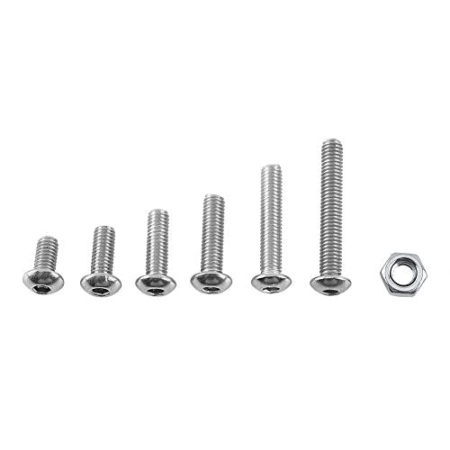 M3 stainless steel button head hex socket screws, bolts, and hex nuts assortment by Generic
