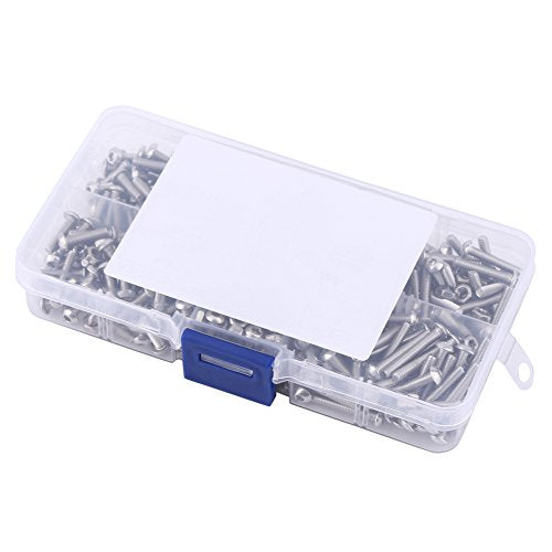300-piece M3 stainless steel button head hex socket screws and nuts assortment kit with storage box