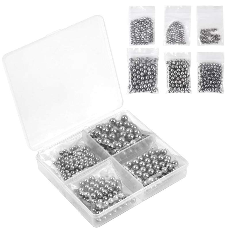 [Australia - AusPower] - Ball Bearings 610 Pcs 6 Size Assorted Loose Bearing Balls 3/32" 1/8" 5/32" 3/16" 7/32" and 1/4" Small Bearing Balls Steel Ball 610Pcs 