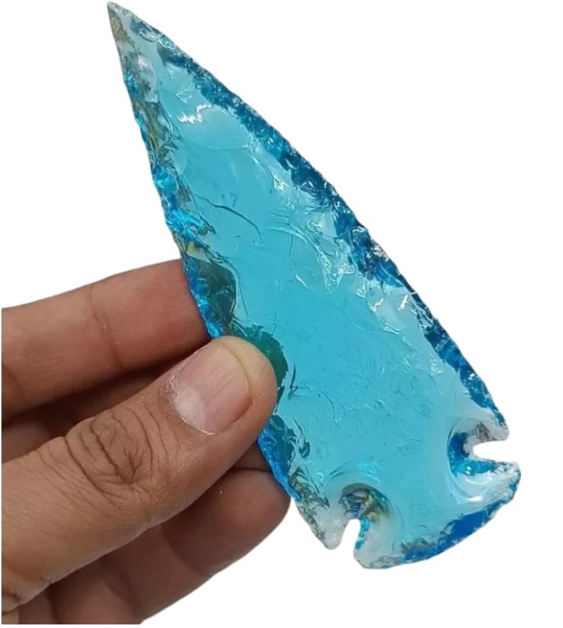 Aqua Obsidian Spearhead Large Arrowhead Crystal for Healing & Jewelry Size - 3 Inch