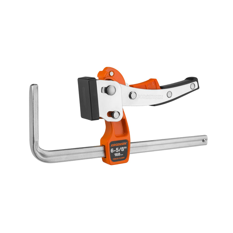 Jorgensen 6-5/8" Ratcheting Table Clamp, Quick Release Track Saw Clamp, Guide Rail Clamps for MFT Table and Guide Rail System, 2-7/8" Throat Depth, 400lbs Load Limit 1