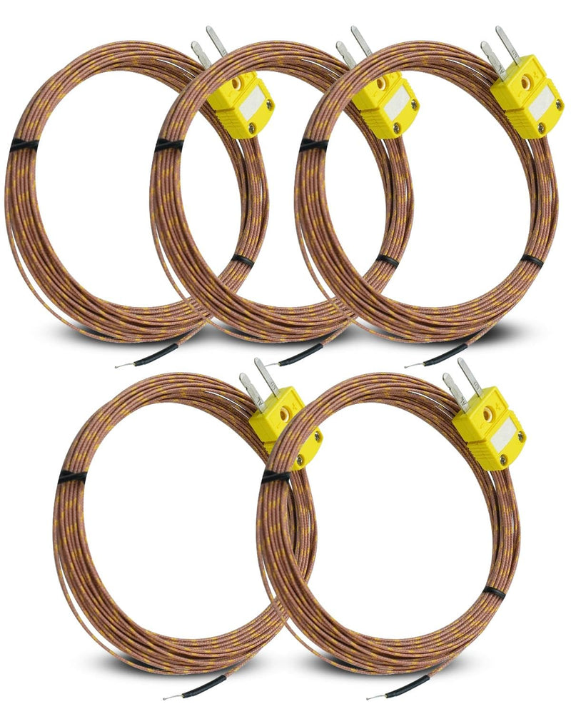 [Australia - AusPower] - 5Pcs K Type Mini-Connector Thermocouple Temperature Probe Sensor, 3 Meters Long Temperature Sensing Line, Measure Range -50°C~482°C (-58°F~899°F) 3 M 