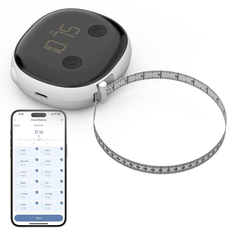 [Australia - AusPower] - AI-Enabled Smart Body Tape Measure – Bluetooth Fitness Tracker with USB-C Recharge, LED Display & Fitday App – Real-Time Body Progress Analytics for Athletes, Weight Loss & Home Health (60in / 150cm) 