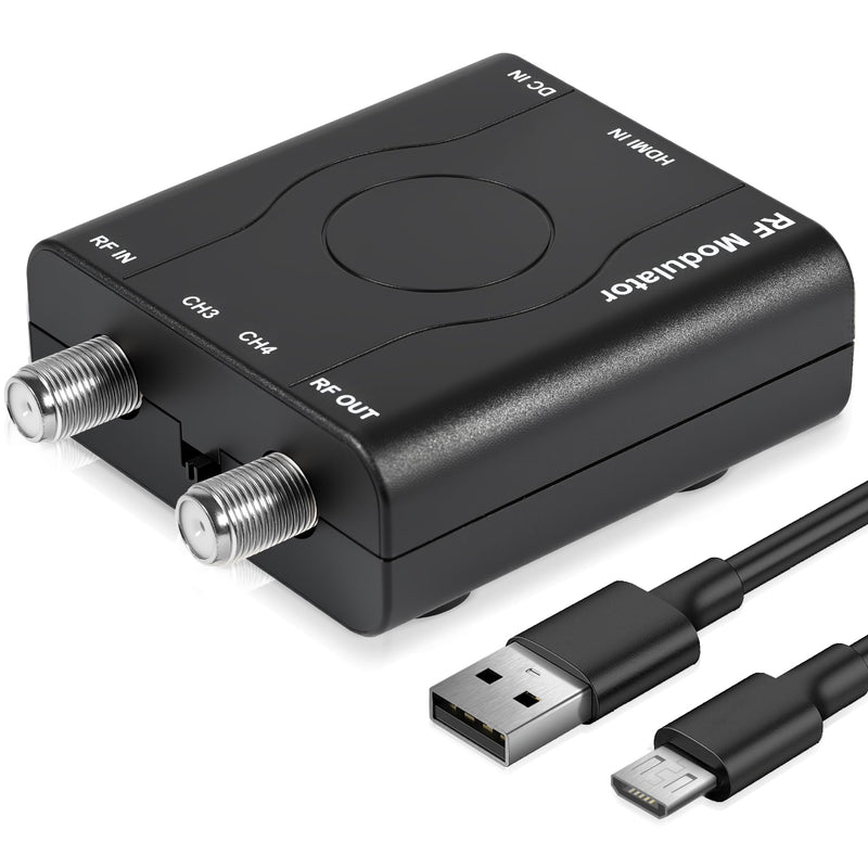 HDMI to RF Modulator, HDM61 VHF HDMI to RF Converter Adapter for TV NTSC Format Output, 1080P PLL Control for Home TV Game Console
