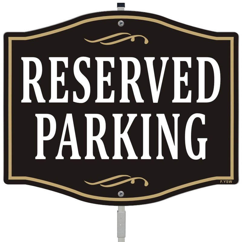 Reserved Parking Sign 12" x 10" With 28" Long Metal Stakes Reserved Sign With Stand Aluminum Outdoor Use Yard Business Sign