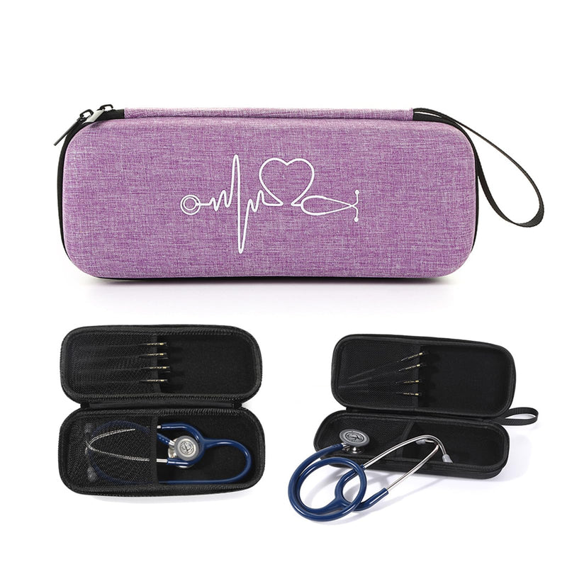 [Australia - AusPower] - Hard Case fits Stethoscope 3M Classic III, Lightweight II S.E, Cardiology IV Diagnostic, Carrying Pouch, 2 Zipper Pouches (Purple, Case Only) Purple 