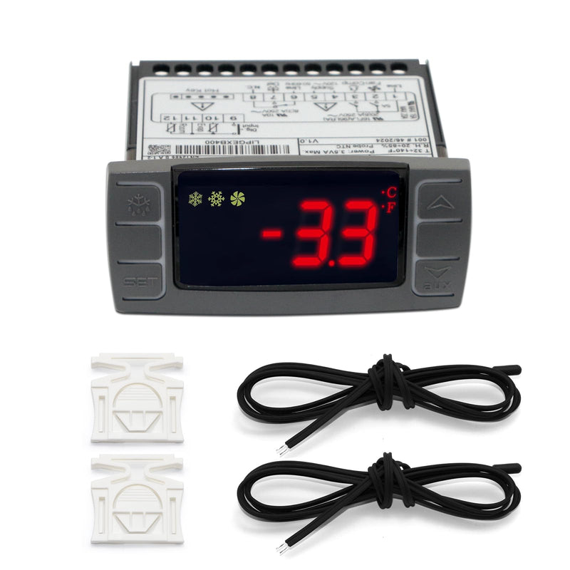 [Australia - AusPower] - XR06CX-4N1F1 Digital Temperature Controller, Compatible with Dixell Commercial Refrigerators & Freezers 120V 50-60hz, Programmable Digital Thermostat with Sensor Probe & Mounting Hardware 