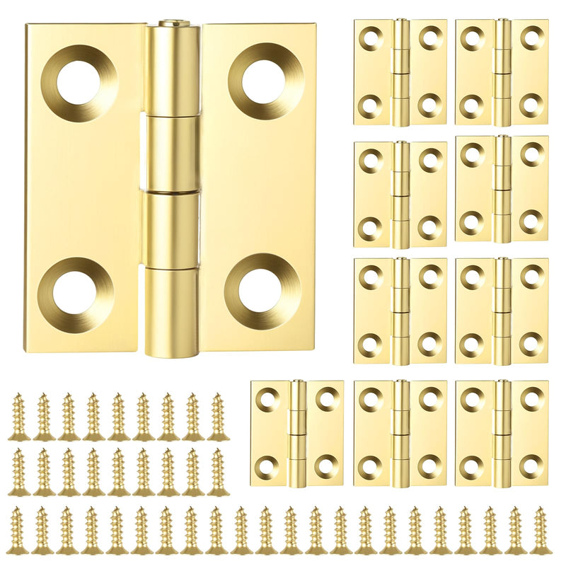 [Australia - AusPower] - 10 Sets Small Hinges with Screws Mini Solid Brass Hinges Jewelry Box Hinges 1 Inch Mini Hinges Folding Butt Hinges DIY Accessories for DIY Boxes Gate Drawer Furniture Woodworking Craft Project (Gold) 