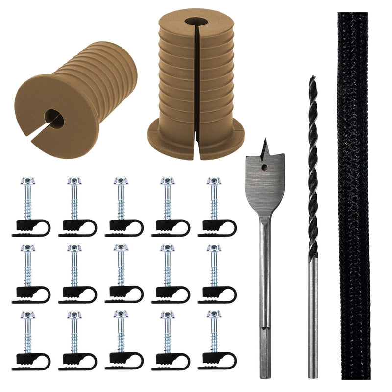 Starlink Cable Routing Kit,Starlink Cable Installation Kit,Starlink Mounting Accessories,2* Grommets, 1" Spade Drill Bit, 5/16" Drill Bit, 15 Wall Clamps,13" Cable Sleeve (Brown) Cable Installation Kit (Brown)