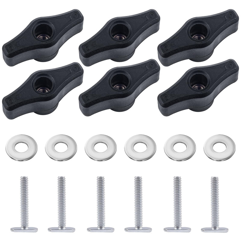 [Australia - AusPower] - 6 Pack T Track Knob Kit, 6 Knob, 1/4-20 Threaded Bolts and Washers, T Track Bolts, Track Accessories for Woodworking Jigs and Fixtures (6) 