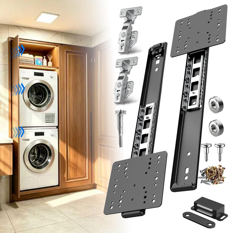 Pocket Door Slides 12 Inch, Cabinet Pocket Door Hardware Kit with Soft Close, Hidden Cabinet Door Slides with Magnetic Catch, Space Saving Pocket Door Track for Inset Cabinet Doors, 2 Pack Black-2PCS