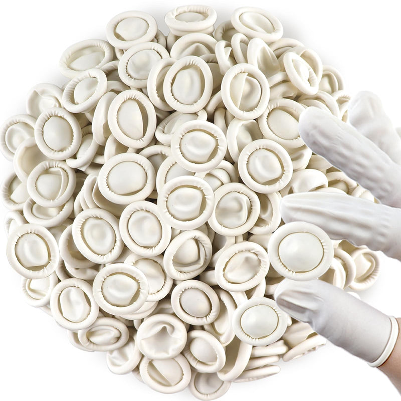 [Australia - AusPower] - (Approx 300 Pcs) Finger Covers,Latex Finger Covers Disposable Gloves,Thumb and Fingertip Protector Finger Glove,Suitable for Cleaning Beauty Electronic Component Repair Handmade Oroduction(Whiter) 
