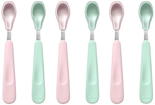 OXO Tot Feeding Spoon Set with Soft Silicone - Opal and Blossom (Pack of 3) 2 Count (Pack of 3)