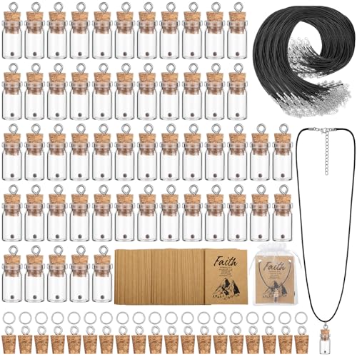 Teenyyou 50 Pack Mustard Seed Necklace DIY Mini Glass Jars Bulk,Classic Classic