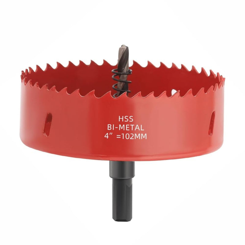 [Australia - AusPower] - EMSTAR 4 Inch M42 HSS Bi-Metal Hole Cutter, Triangular Shank Hole Saw Drill Bit with Spring, for Wood, Plywood, Plastic, Gypsum Board, Thin Metal Sheets 